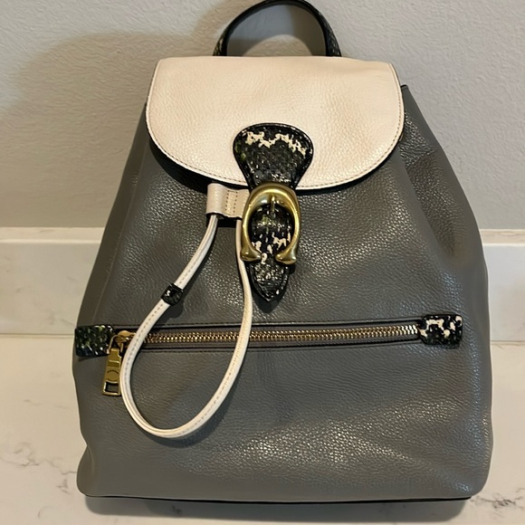 COACH Colorblock Snake Print Leather Evie backpack EUC - Picture 1 of 13